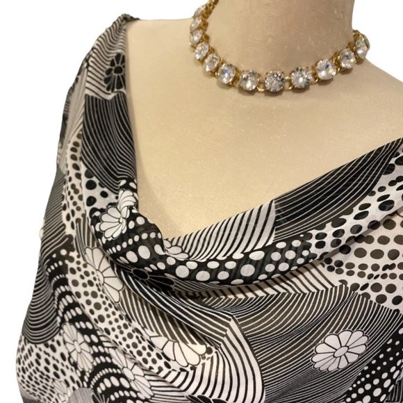 WHIRLAWAY Blouse Size 3X Sheer Flowy Flowers Stripes Dots Statement Curvy - Picture 4 of 12